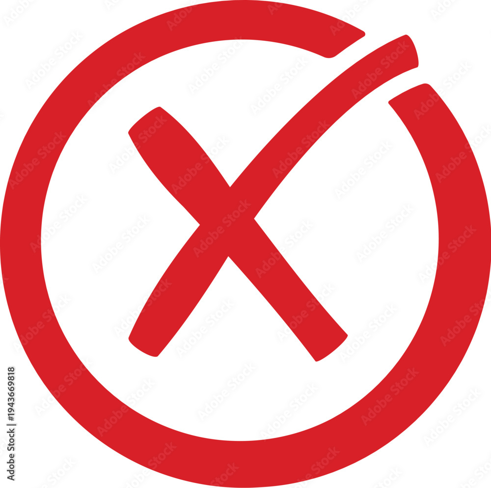 Obraz premium Red X Mark in Circle Icon
