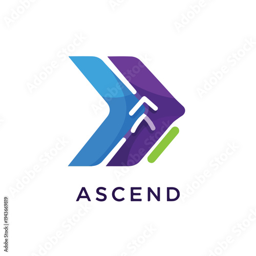 Modern abstract logo featuring a directional arrow with upward indicators