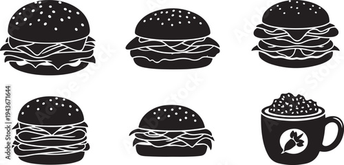 Set of colorful Easter eggs vector collection with sweet dessert themed decorative patterns and cute cartoon style elements