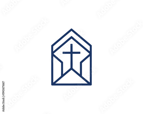 Christian Cross Inside Envelope Logo Religious Symbol Communication Faith