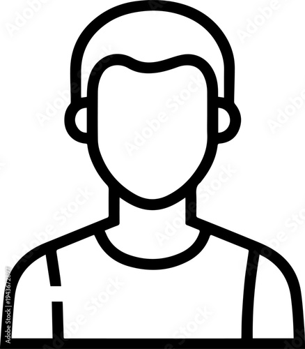Hand Drawn Male Customer Service Agent Black and White Avatar Illustration in Minimal Line Art Style Design