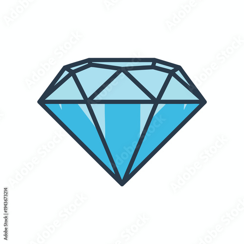 Simple blue diamond icon with faceted planes and dark outlines