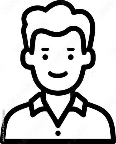 Hand Drawn Male Customer Service Agent Black and White Avatar Illustration in Minimal Line Art Style Design