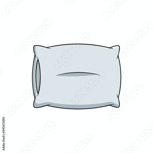 Simple cartoon pillow, light blue with black outline, resting