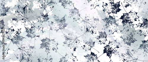 Leaf Tree Seamless Pattern. Leaves Trees, Shrubs Stamp Effect. Neutral, Aesthetic Pattern. Texture Spots Watercolor Overlay. Transparency Wallpaper Rustic Modern Design. Fancy Delicate Fabric Textile.