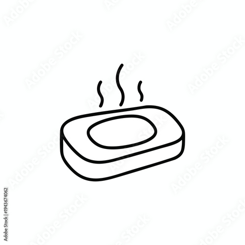 Outline of a steaming bar of soap on a white background