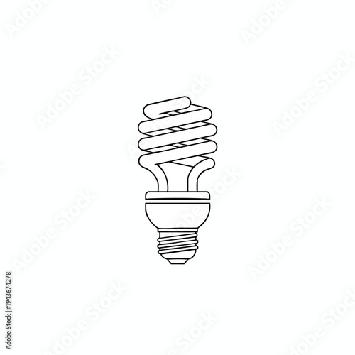 Line art illustration of a compact fluorescent light bulb against a white background