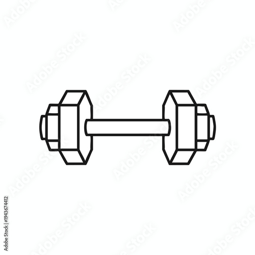 A simple line drawing of a dumbbell with hexagonal weights and collars