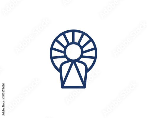 Person with Halo Logo Symbol Representing Divinity Spirituality or Achievement in Minimalist Line Art Style