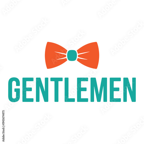 Stylish bow tie logo featuring the word gentlemen in teal