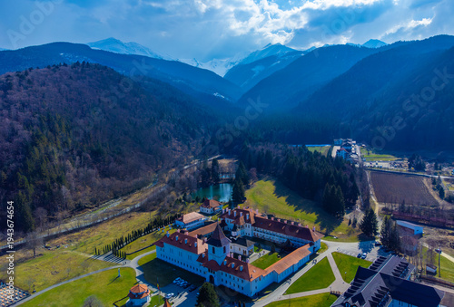 Εκτύπωση καμβά Aerial view of the Brancoveanu monastery in Sambata de Sus - Romania