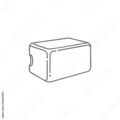 Minimalist outline of a rectangular cooler, suggesting portability and storage
