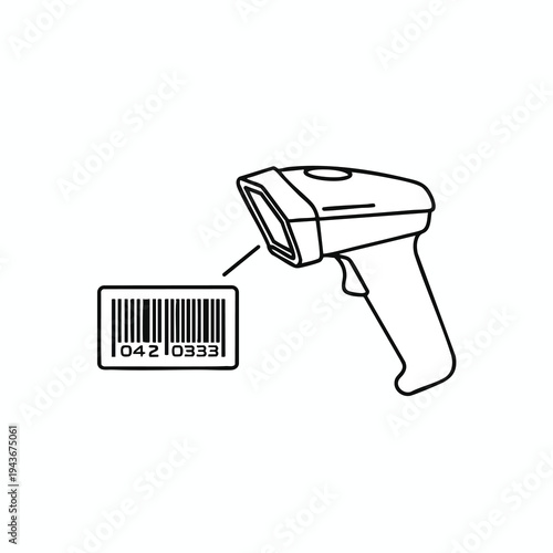 Handheld scanner reading a barcode with numerical digits
