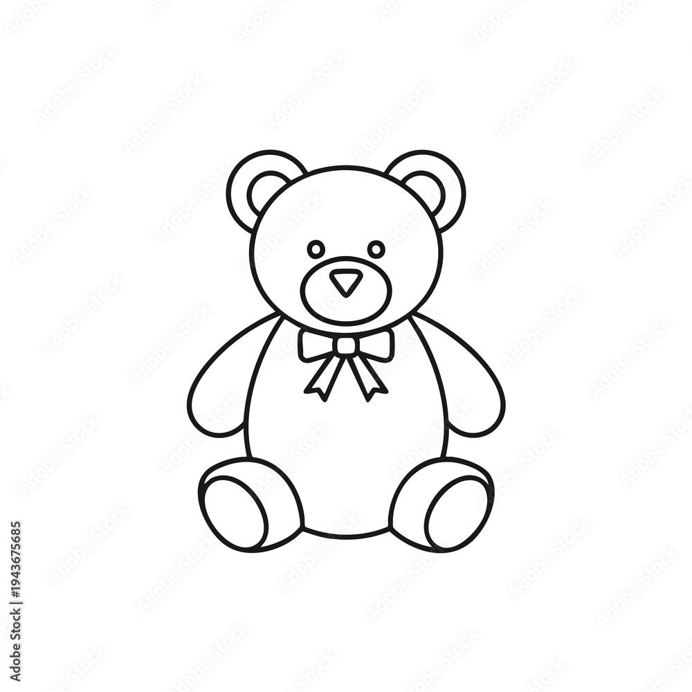 Obraz premium Simple line drawing of a classic teddy bear wearing a bow tie