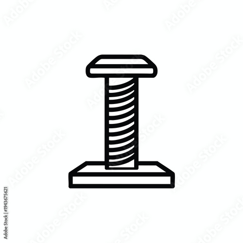 Stylized line art of a T-shaped cat scratching post with horizontal base