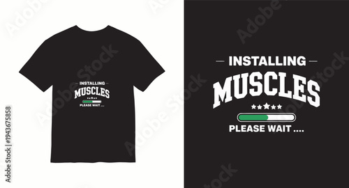 Installing muscles please wait text with progress bar and stars