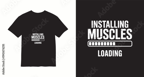 Installing muscles loading progress bar fitness gym workout concept vector illustration