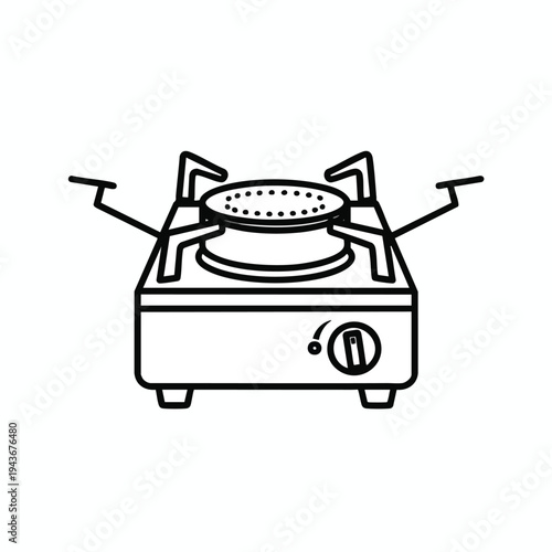 Portable butane gas stove with side handles and a control knob