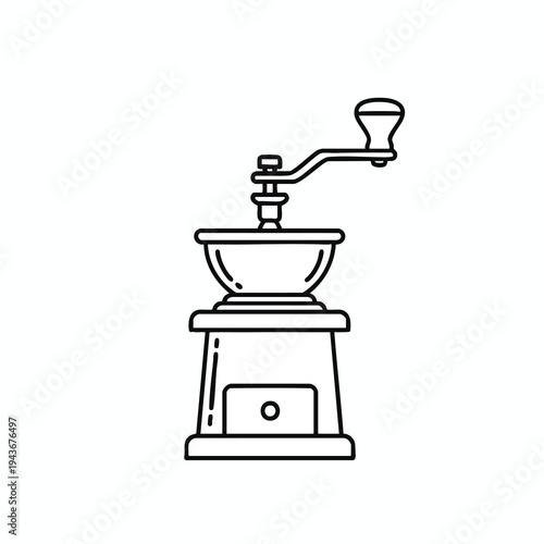 Vintage coffee grinder with crank handle and drawer