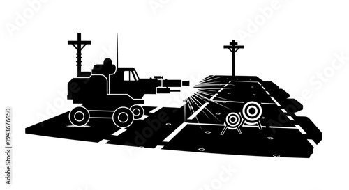 Military Drone with Targeting System Firing on Targets