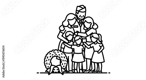 Military family reunited with wreath, honoring fallen soldier