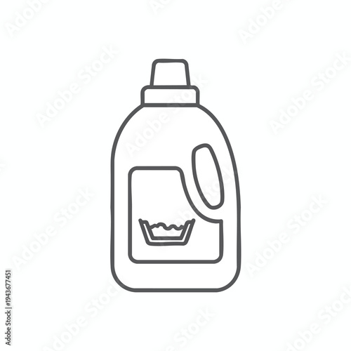 Line art of a detergent bottle with a basin symbol indicating laundry use