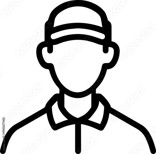 Hand Drawn Male Customer Service Agent Black and White Avatar Illustration in Minimal Line Art Style Design