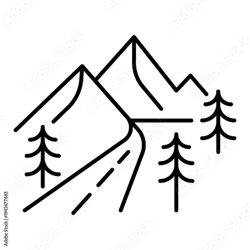 mountain road line icon