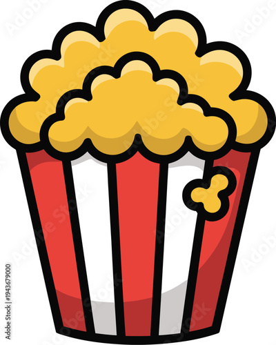 Classic Red and White Striped Popcorn Bucket Illustration