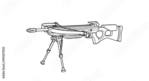 Modern Crossbow with Bipod, Hunting Weapon, Tactical Design, Outdoor Sport