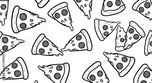 Pepperoni Pizza Slices Pattern - Hand Drawn Style