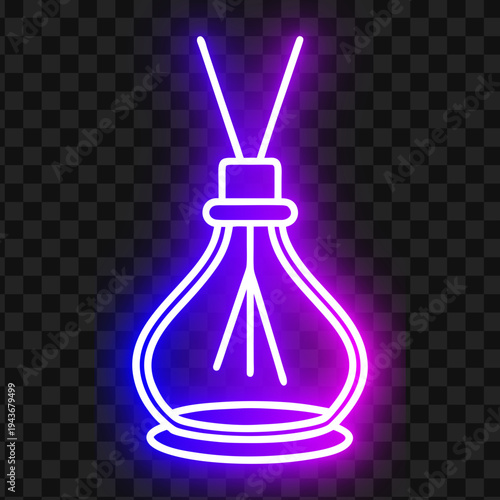 Neon Perfume Bottle Outline Vector Illustration