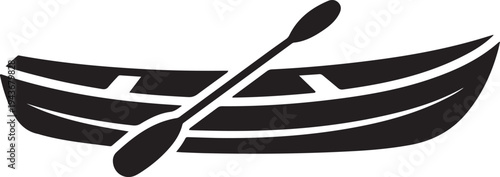 Canoe boat silhouette with paddle vector