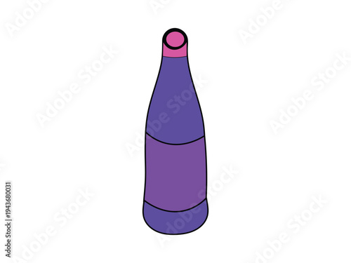 A stylized and simplified illustration of a purple bottle with a rounded cap