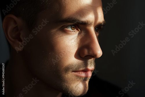 Sorrowful Young Man Showing Deep Emotion, Sadness, and Quiet Reflection in Soft Natural Light.