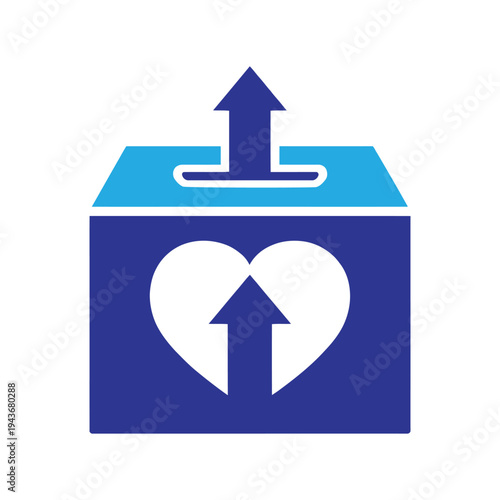 Conceptual Icon Illustrating the Uplifting or Uploading of Love and Compassion via a Digital or Physical Medium
