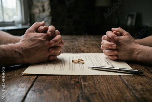 Legal office document signing divorce settlement asset division review