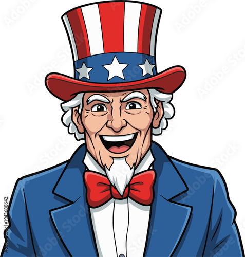 Smiling Uncle Sam Vector Art for American Political Marketing and Patriotic Event Promotions