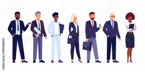 Diverse group of professionals standing together in business attire