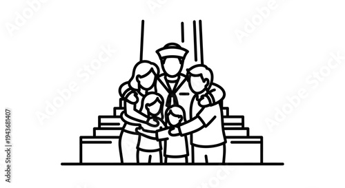 Navy Sailor Hugs Family Goodbye at Memorial Monument