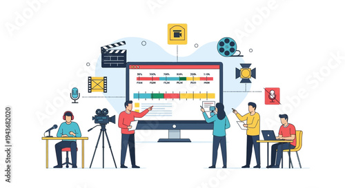 Video Editing Team Collaborating on Digital Content Creation.