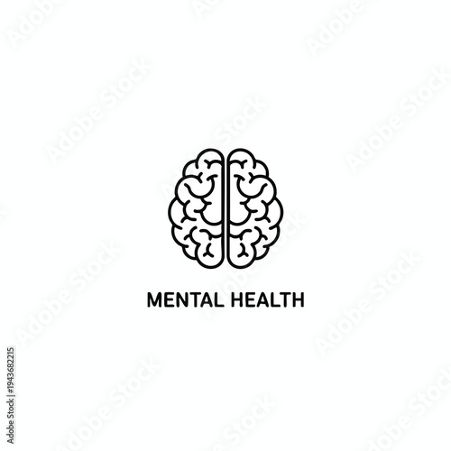 Simple black line art of a brain above the text "MENTAL HEALTH
