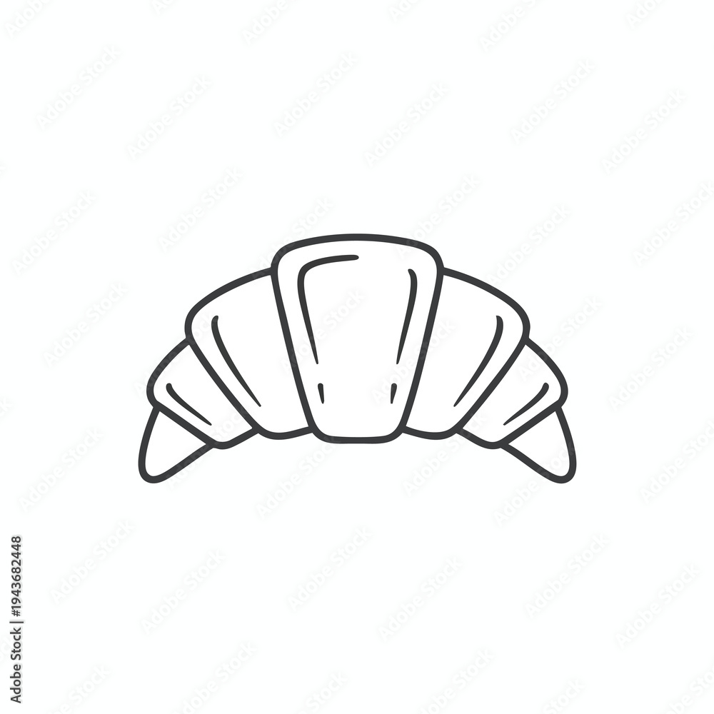 Fototapeta premium A minimalist black and white line drawing of a crescent-shaped pastry