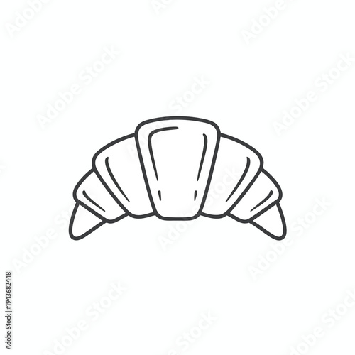 A minimalist black and white line drawing of a crescent-shaped pastry