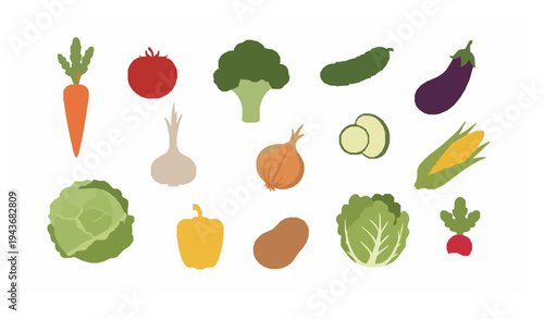Fresh farm vegetable icon collection healthy organic food vector illustration