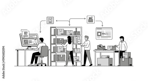 Warehouse workers managing inventory and orders efficiently.