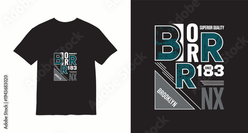 Brooklyn bronx urban typographic design with geometric shapes and distressed texture for streetwear clothing