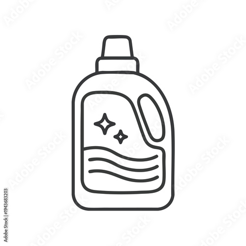 Line drawing of a bottle of liquid cleaner with stars and waves