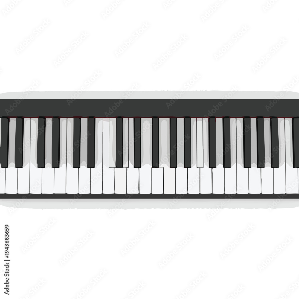Fototapeta premium Close-up, top-down view of a digital keyboard with black and white keys