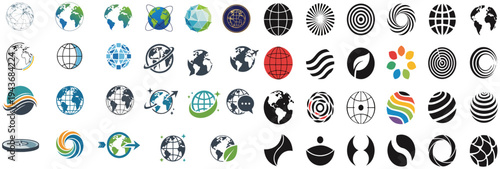 Globe Logo Set Vector World Earth Global Icon Collection